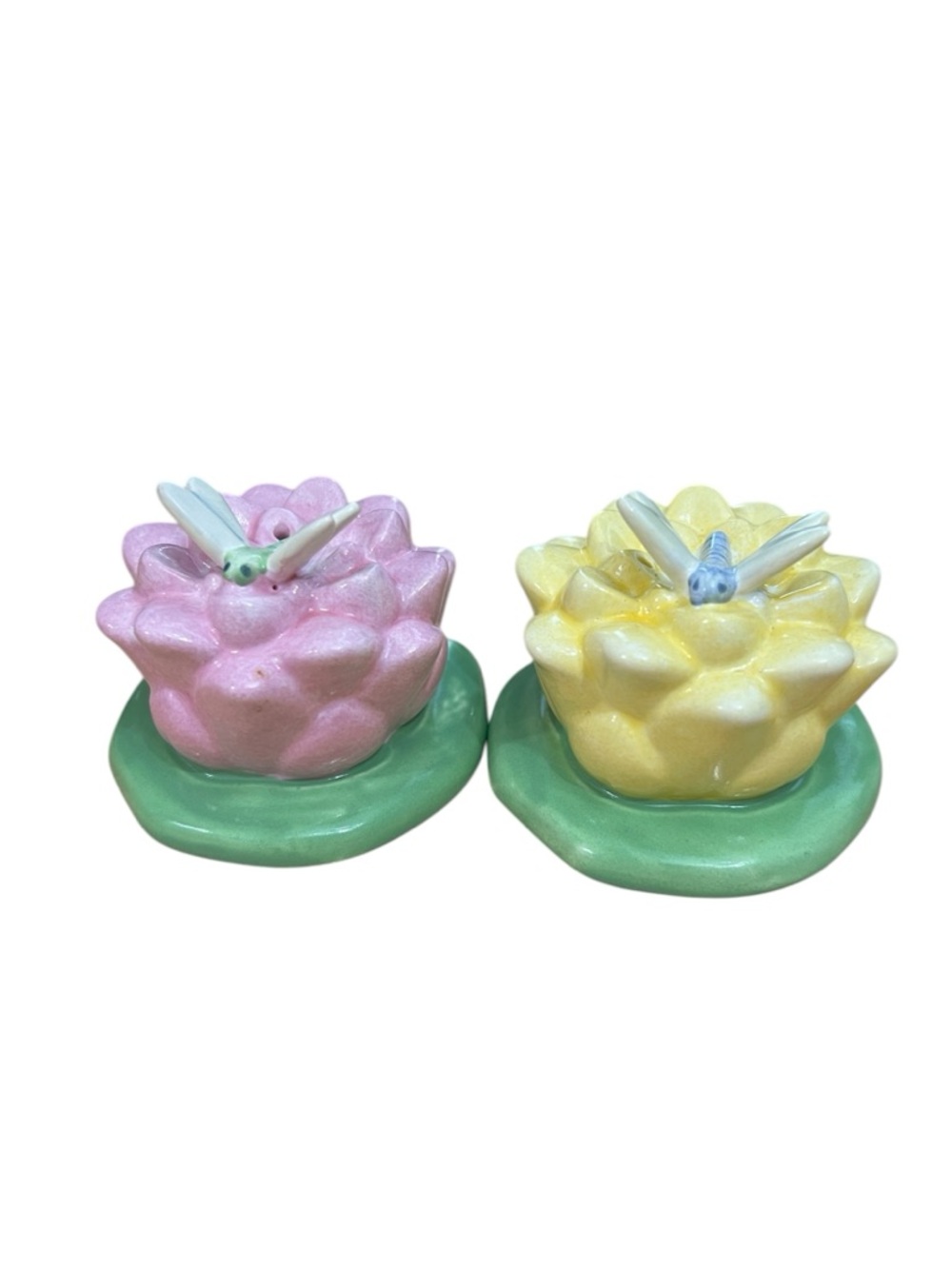 Lenox Butterfly Meadow Salt & Pepper Shakers Featuring Dragonfly on Lily Pad